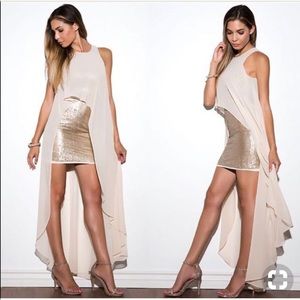 Bebe sequin dress with sheer overlay
